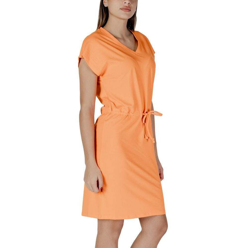 B.Young Orange Cotton Midi Dress
