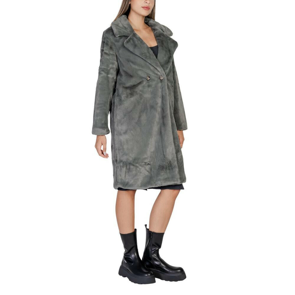 ICHI Black Polyester Coat