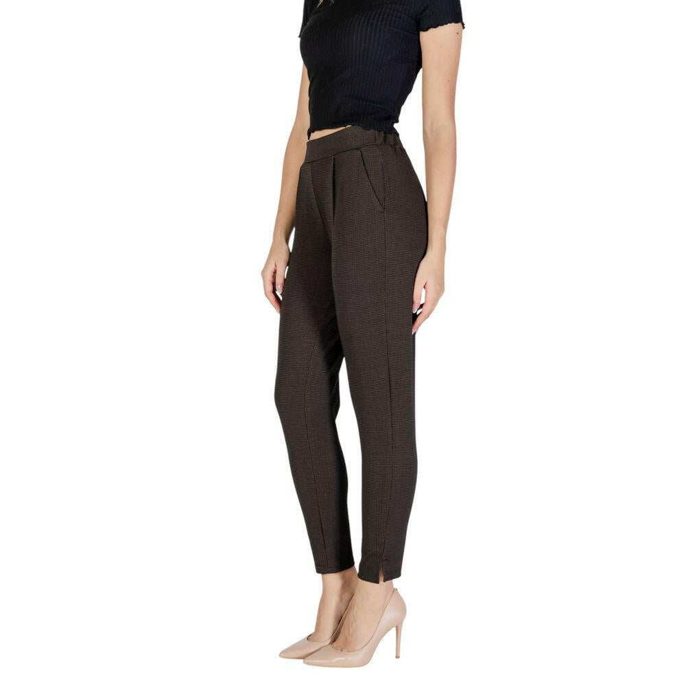 ICHI Brown Polyester Casual Pants