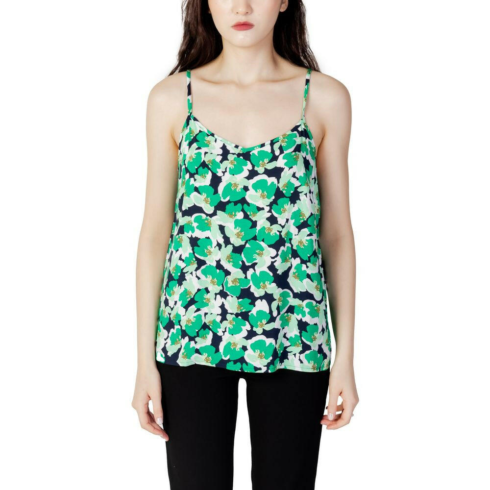 Jacqueline De Yong Green Cotton Tank Tops