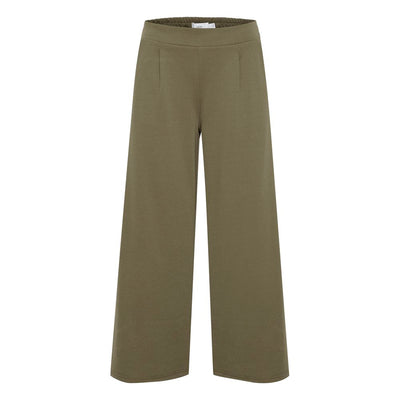 ICHI Green Recycled Polyester Flared Pants