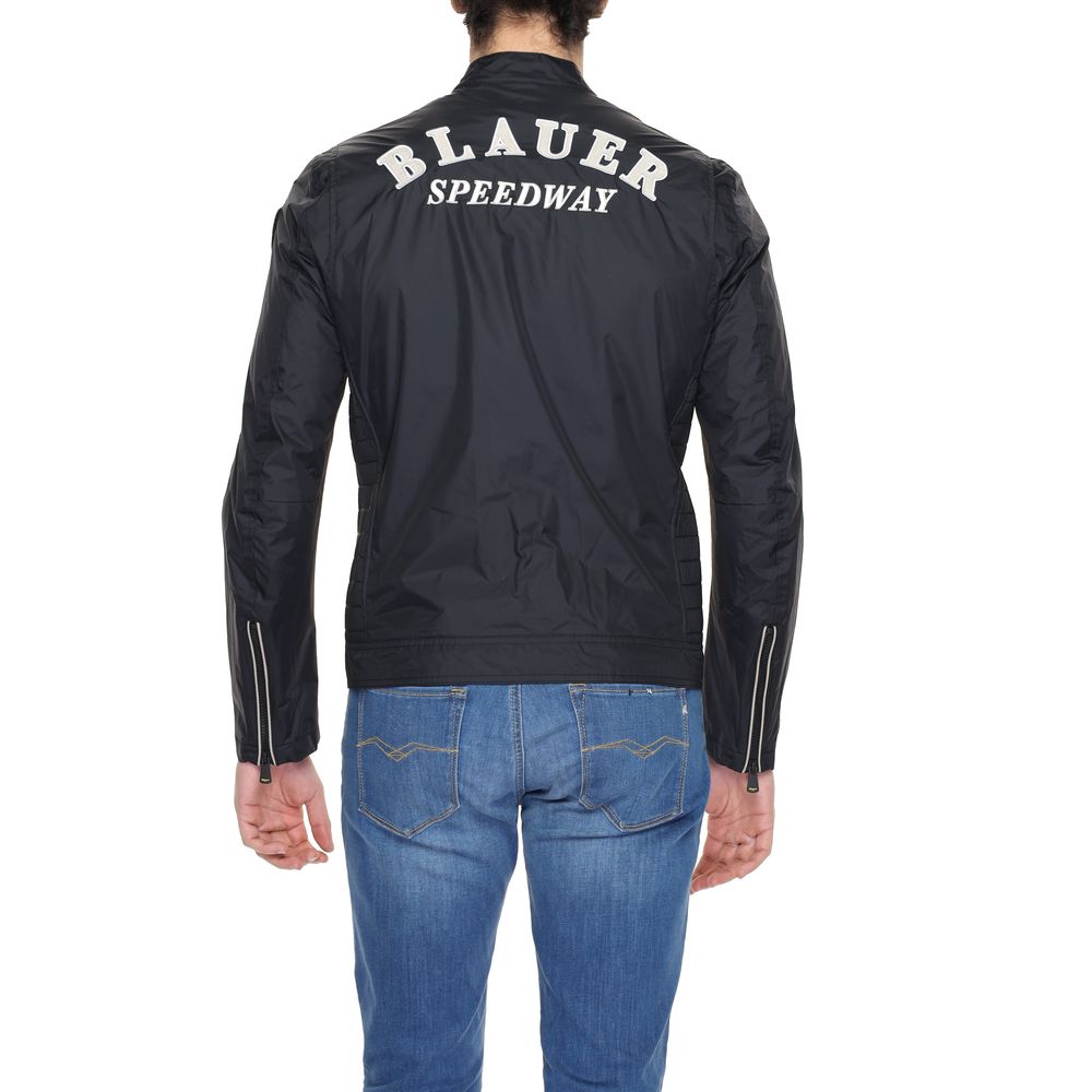 Blauer Bikerjacke aus schwarzem Polyamid