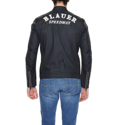 Blauer Bikerjacke aus schwarzem Polyamid