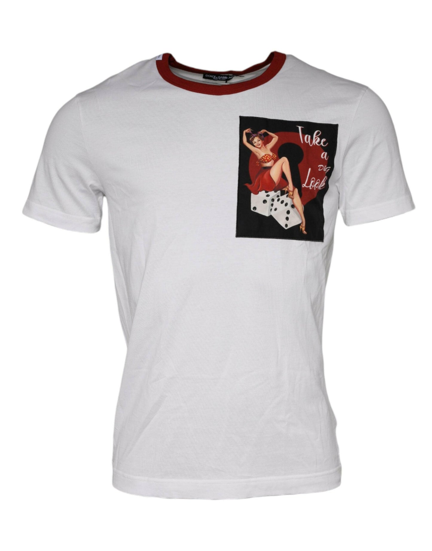 Dolce &amp; Gabbana – Weißes Baumwoll-T-Shirt mit Rundhalsausschnitt und grafischem Print
