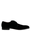 Dolce & Gabbana Black Velvet Leather Lace Up Derby Shoes