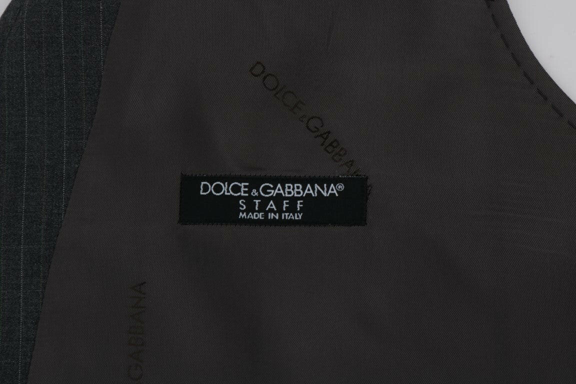 Dolce &amp; Gabbana Graue STAFF-Weste aus gestreifter Baumwolle