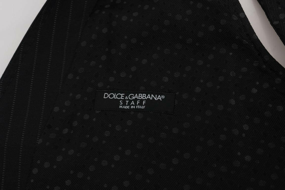 Dolce &amp; Gabbana Graue STAFF-Weste aus gestreifter Baumwolle