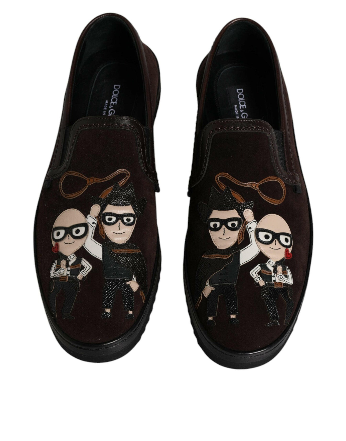 Chaussures plates à enfiler Dolce &amp; Gabbana en daim marron DG Family