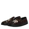 Chaussures plates à enfiler Dolce &amp; Gabbana en daim marron DG Family
