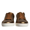 Dolce &amp; Gabbana London Herren Sneaker aus goldenem Leder mit Logo