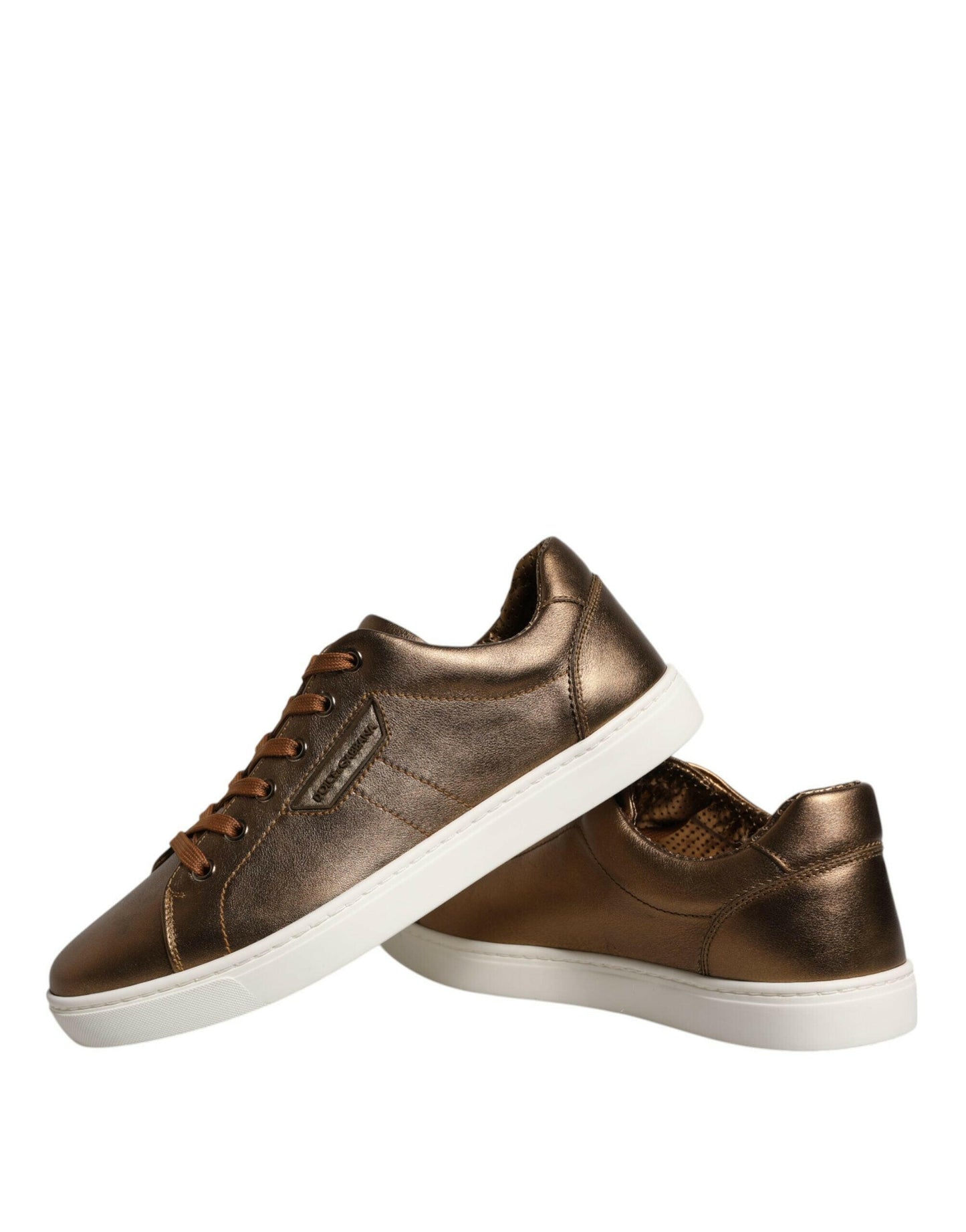 Dolce &amp; Gabbana London Herren Sneaker aus goldenem Leder mit Logo
