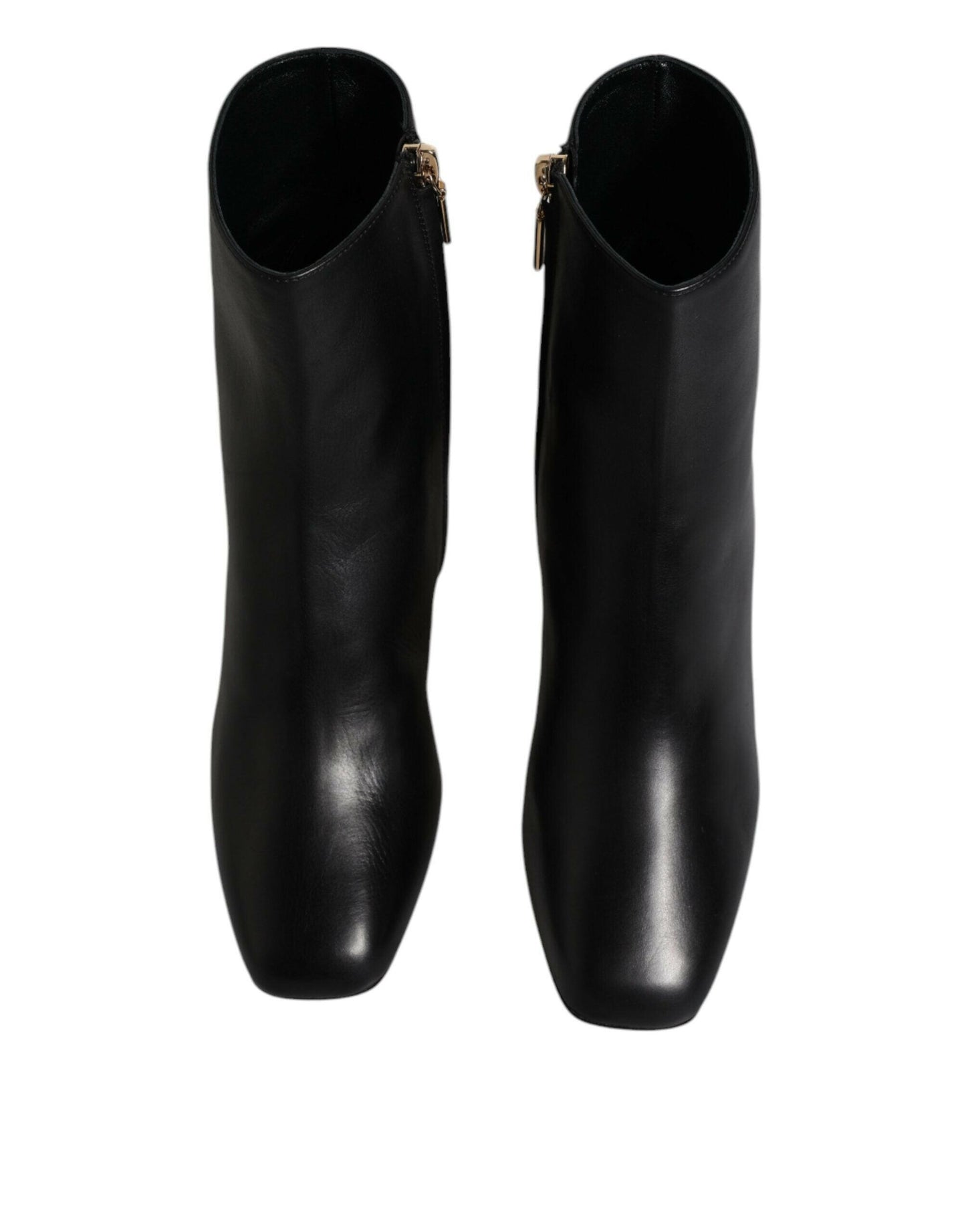 Dolce &amp; Gabbana – Schwarze Jackie-Stiefel aus Leder mit halbhoher Wadenhöhe