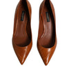 Dolce &amp; Gabbana – Pumps aus braunem Leder mit Kitten Heels