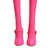 Bottes hautes Dolce &amp; Gabbana en nylon rose et cristaux Vally