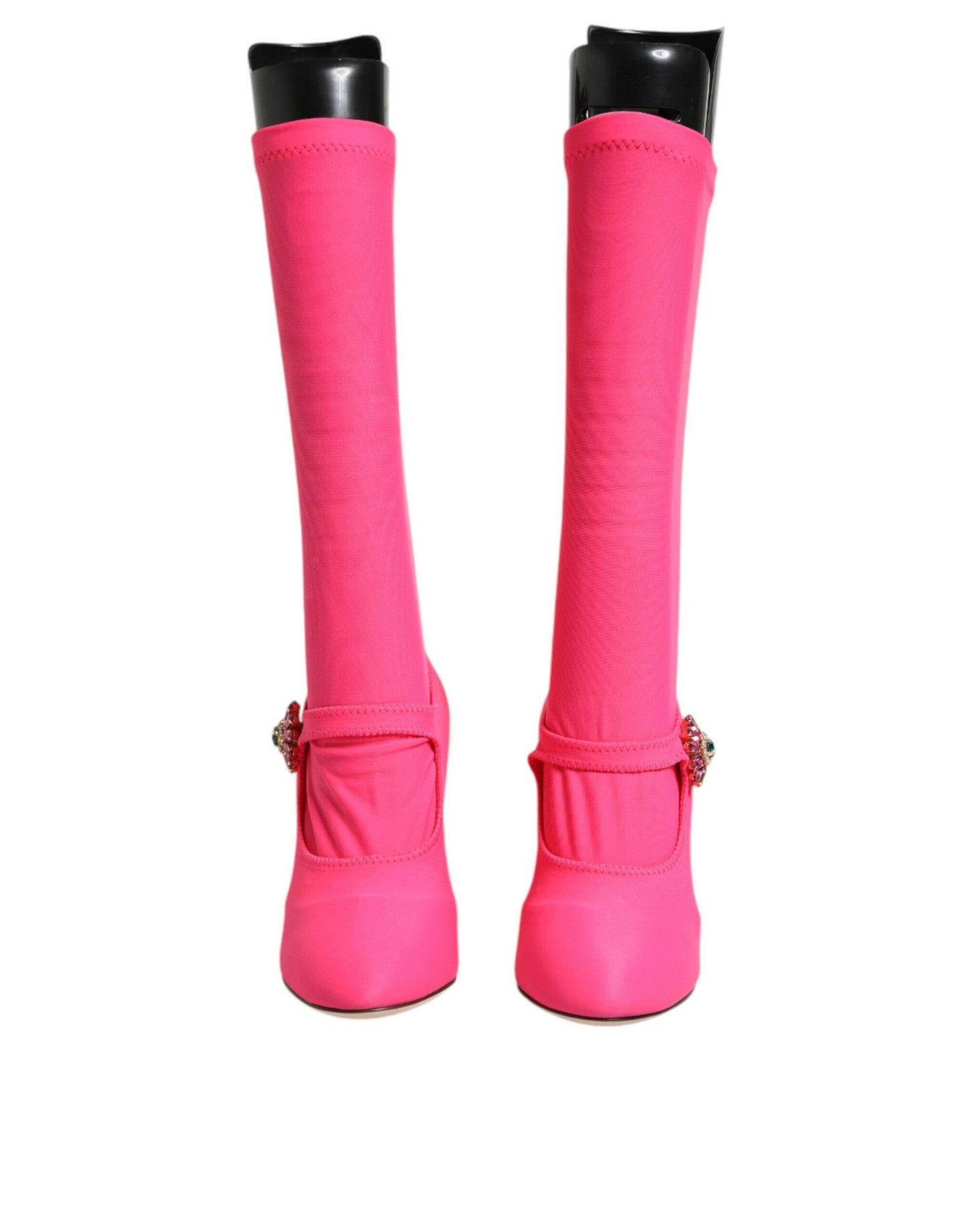Bottes hautes Dolce &amp; Gabbana en nylon rose et cristaux Vally