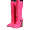 Bottes hautes Dolce &amp; Gabbana en nylon rose et cristaux Vally