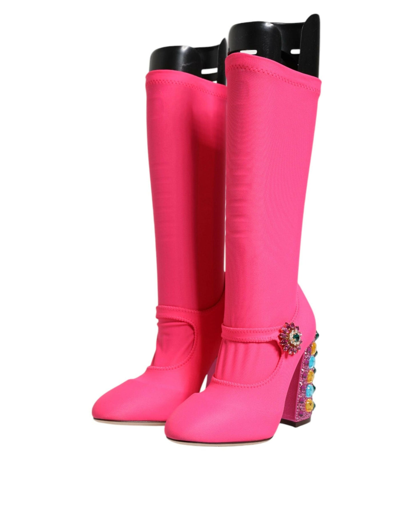 Bottes hautes Dolce &amp; Gabbana en nylon rose et cristaux Vally