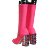 Bottes hautes Dolce &amp; Gabbana en nylon rose et cristaux Vally