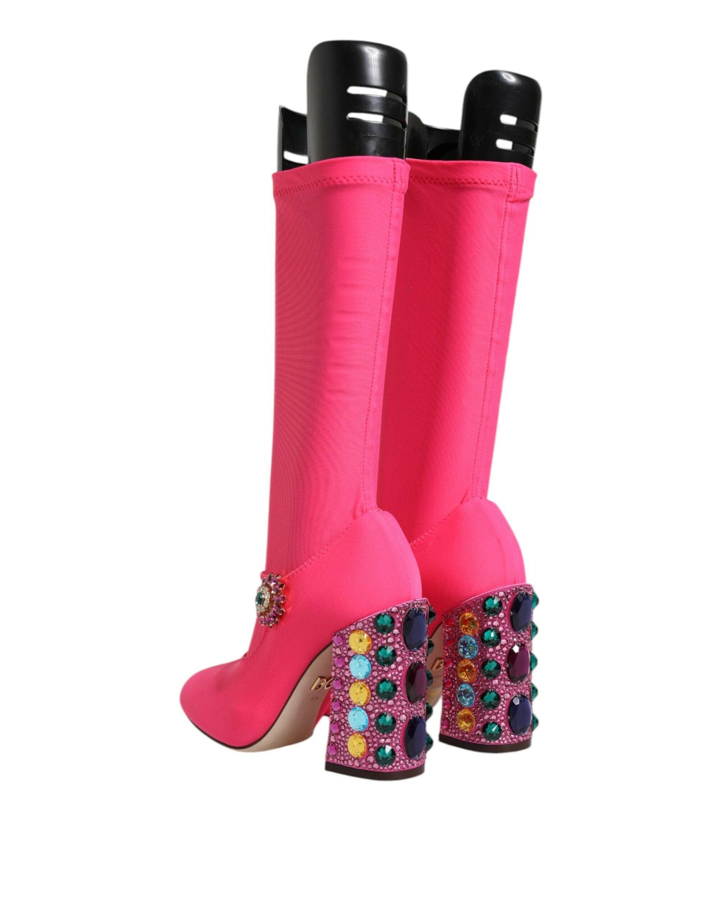 Bottes hautes Dolce &amp; Gabbana en nylon rose et cristaux Vally