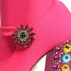 Bottes hautes Dolce &amp; Gabbana en nylon rose et cristaux Vally