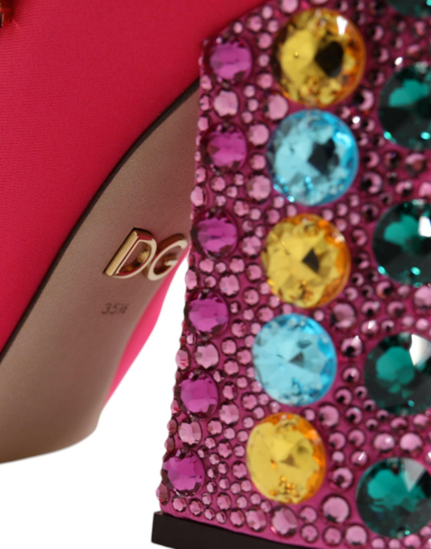 Bottes hautes Dolce &amp; Gabbana en nylon rose et cristaux Vally