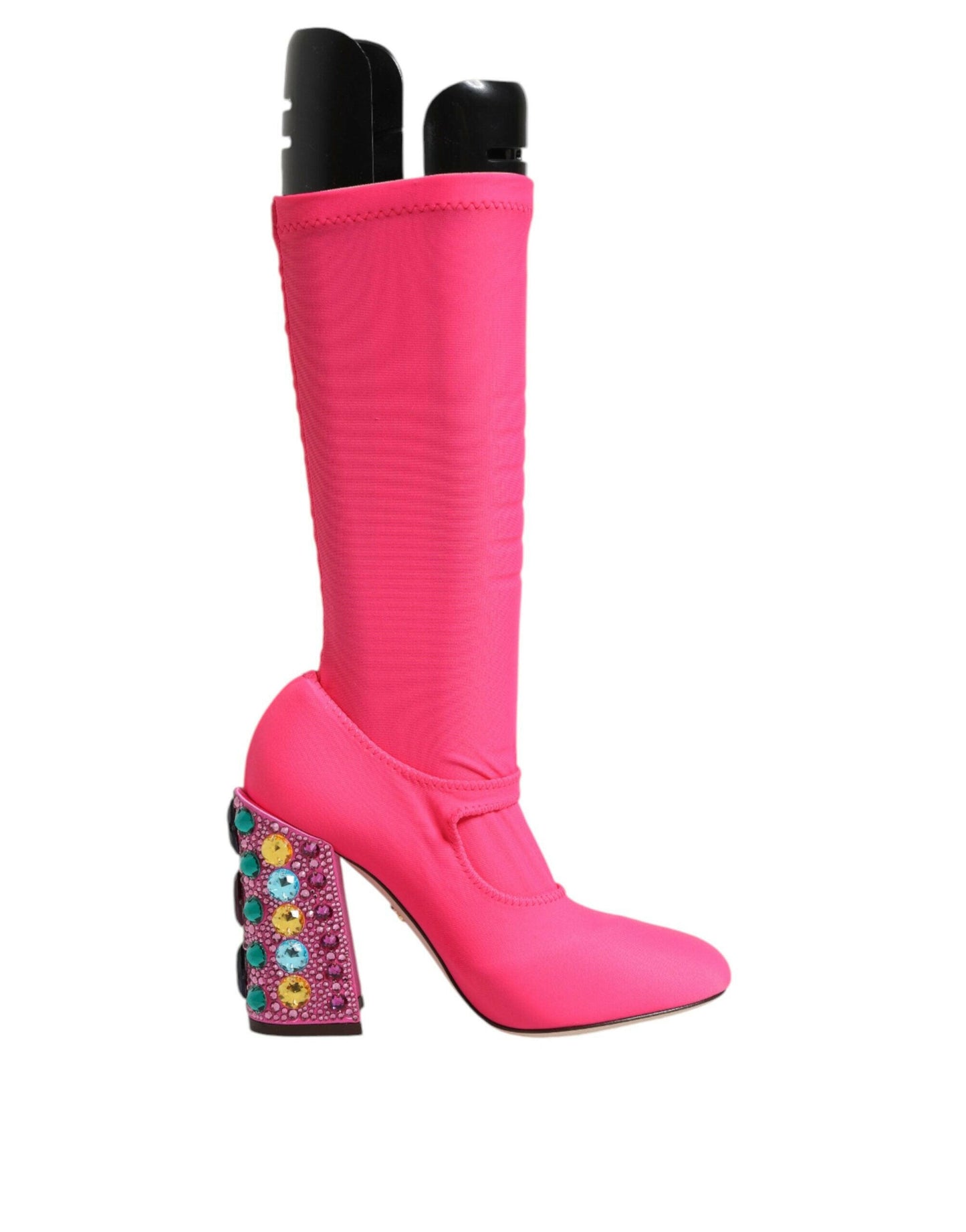 Bottes hautes Dolce &amp; Gabbana en nylon rose et cristaux Vally