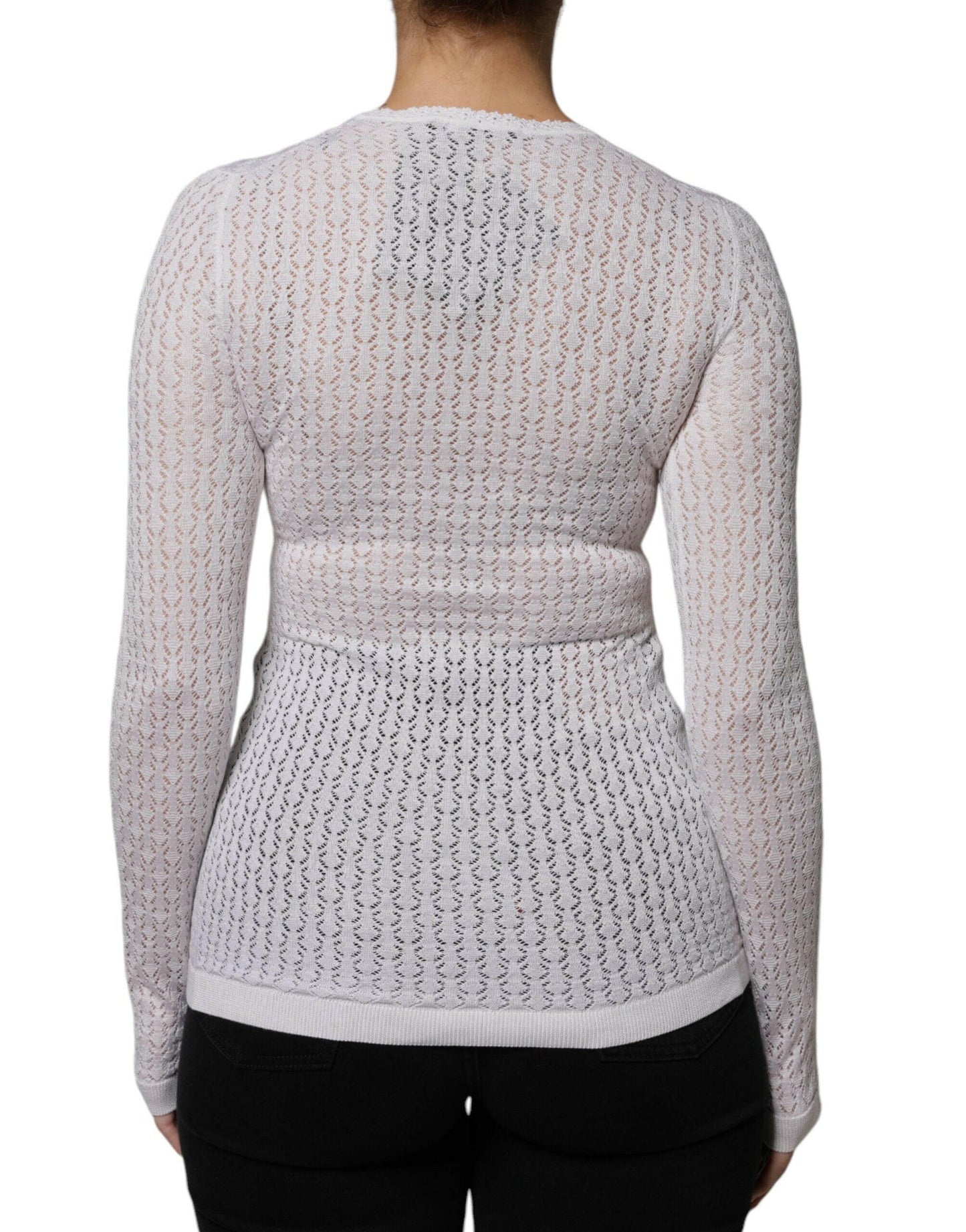 Pull cardigan boutonné en soie blanche Dolce &amp; Gabbana