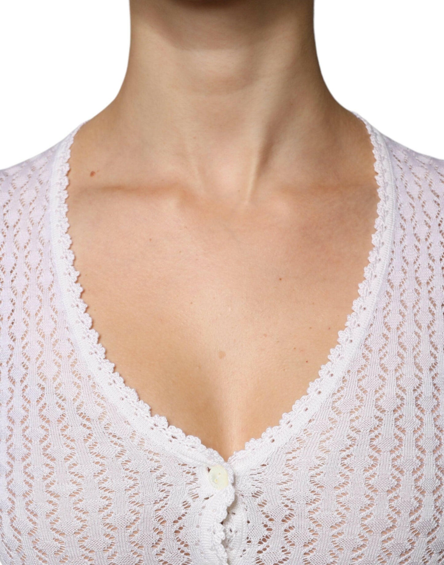 Pull cardigan boutonné en soie blanche Dolce &amp; Gabbana