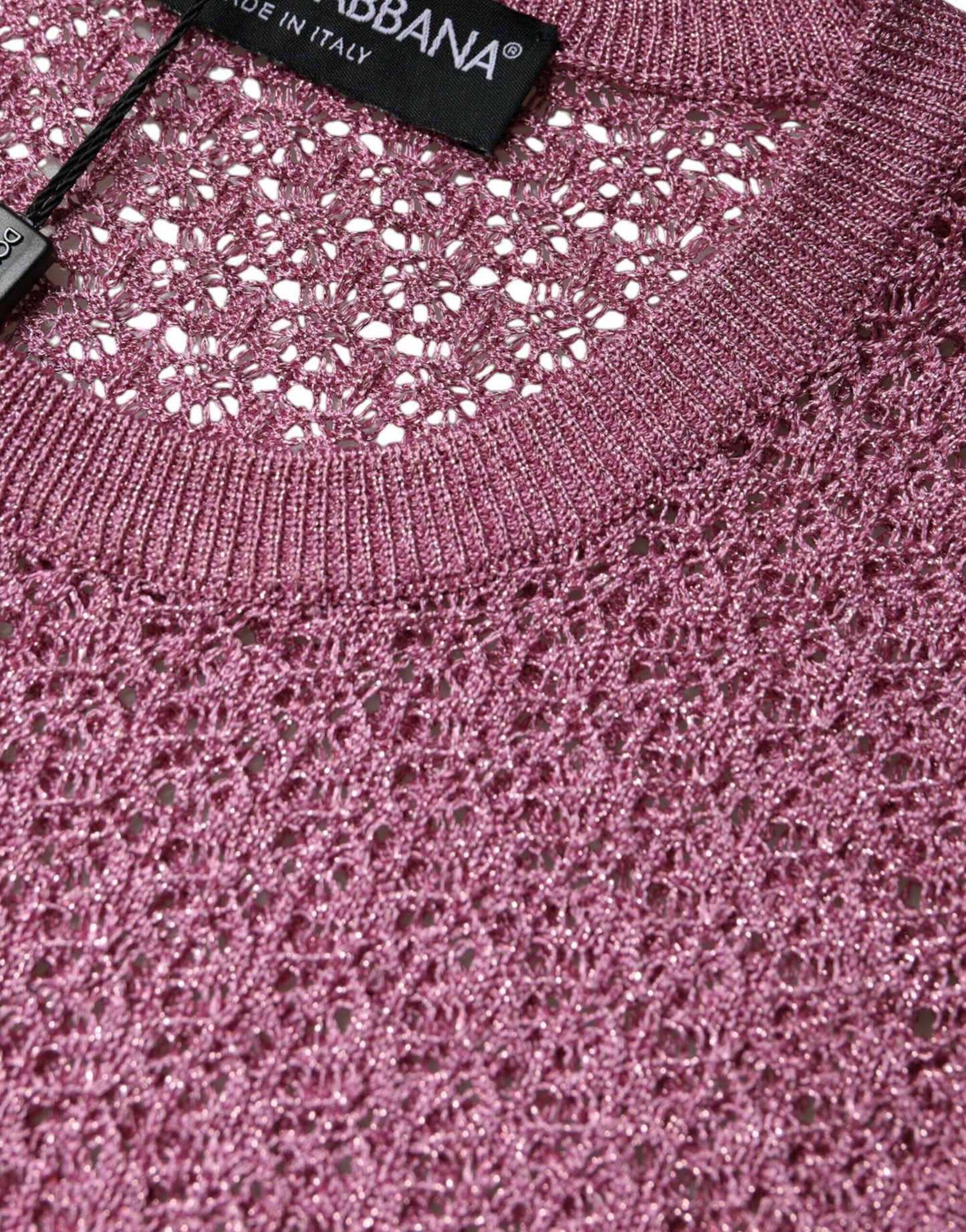 Dolce &amp; Gabbana, durchsichtiges, ärmelloses Tanktop aus Netzstoff in Rosa