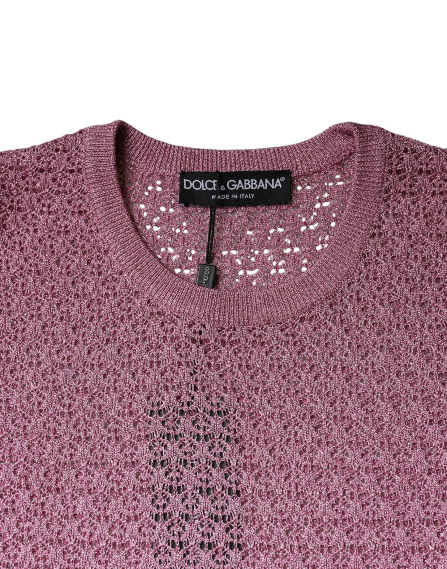 Dolce &amp; Gabbana, durchsichtiges, ärmelloses Tanktop aus Netzstoff in Rosa