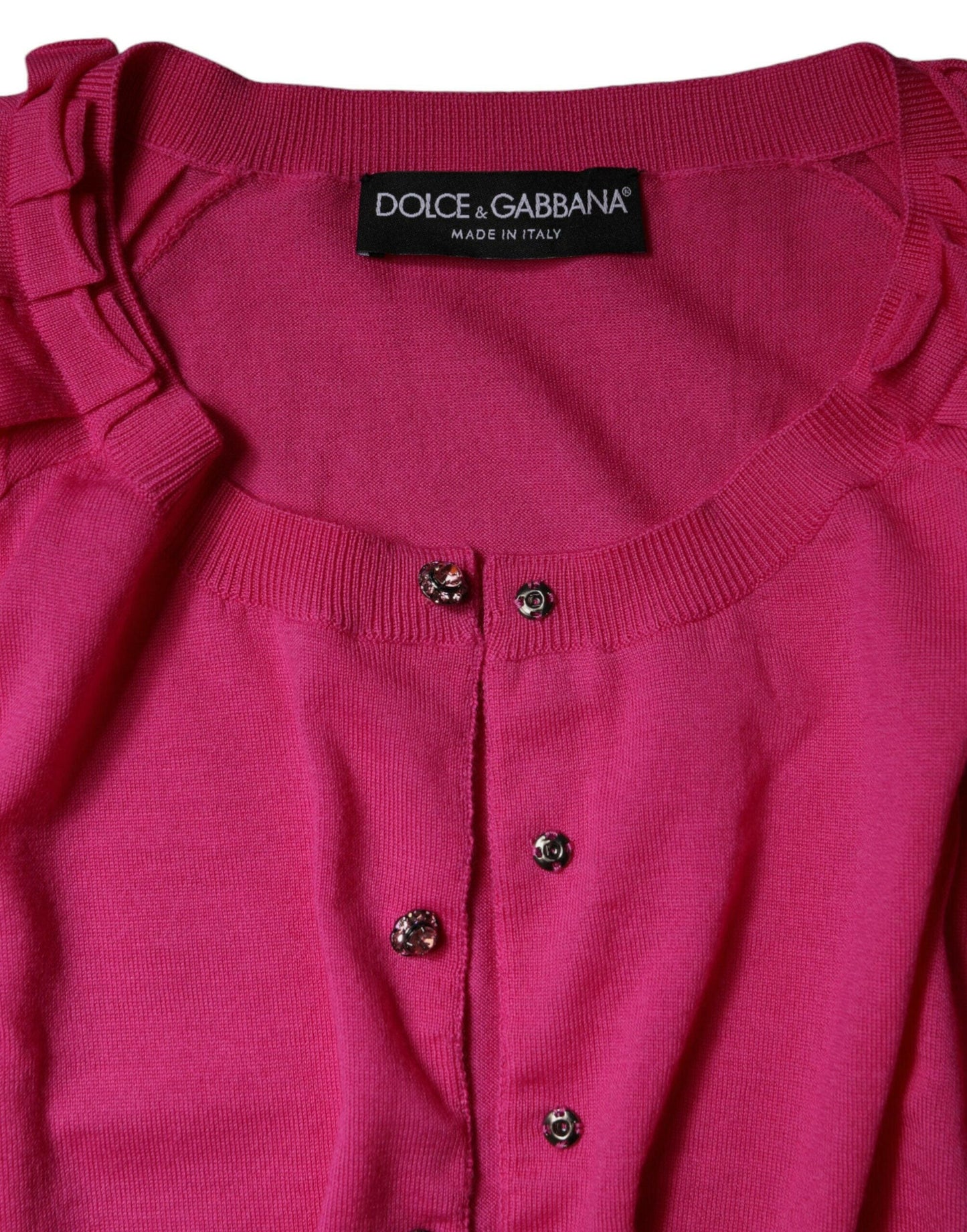 Pull cardigan boutonné en laine rose Dolce &amp; Gabbana
