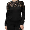 Dolce &amp; Gabbana – Schwarze Bluse aus Seiden-Pullover mit Blumenspitze