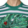 Dolce & Gabbana White Green Stripe Leaf Crew Neck T-shirt
