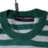 Dolce & Gabbana White Green Stripe Leaf Crew Neck T-shirt