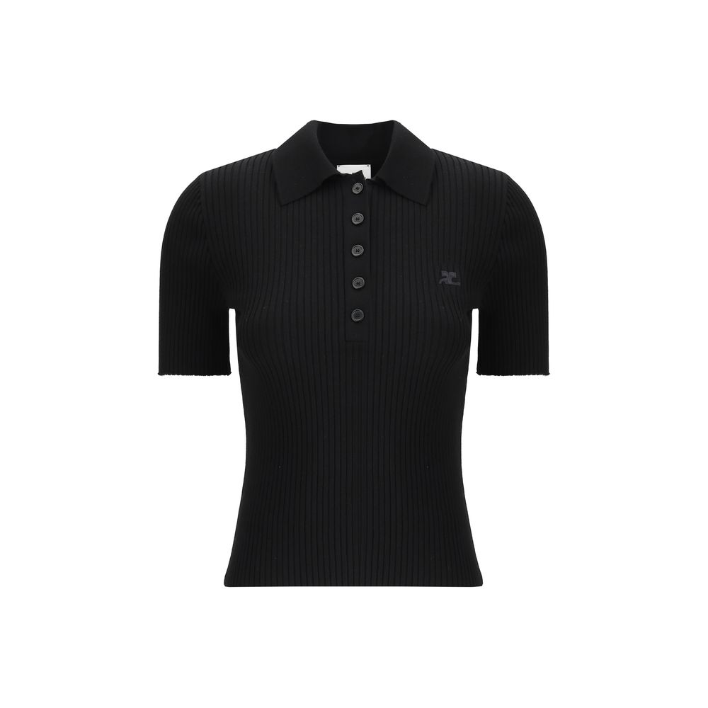 Schwarzes Courrèges-Viskose-Poloshirt