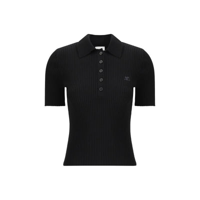 Schwarzes Courrèges-Viskose-Poloshirt