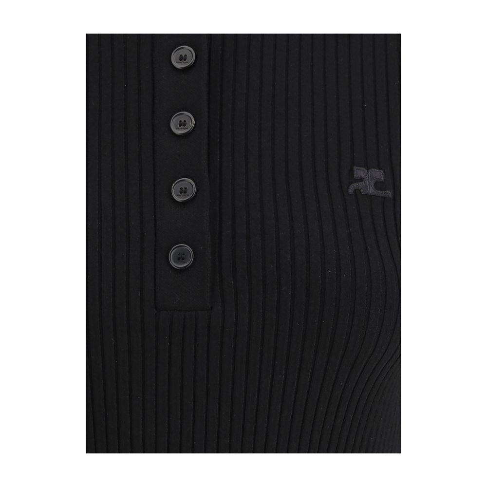 Schwarzes Courrèges-Viskose-Poloshirt