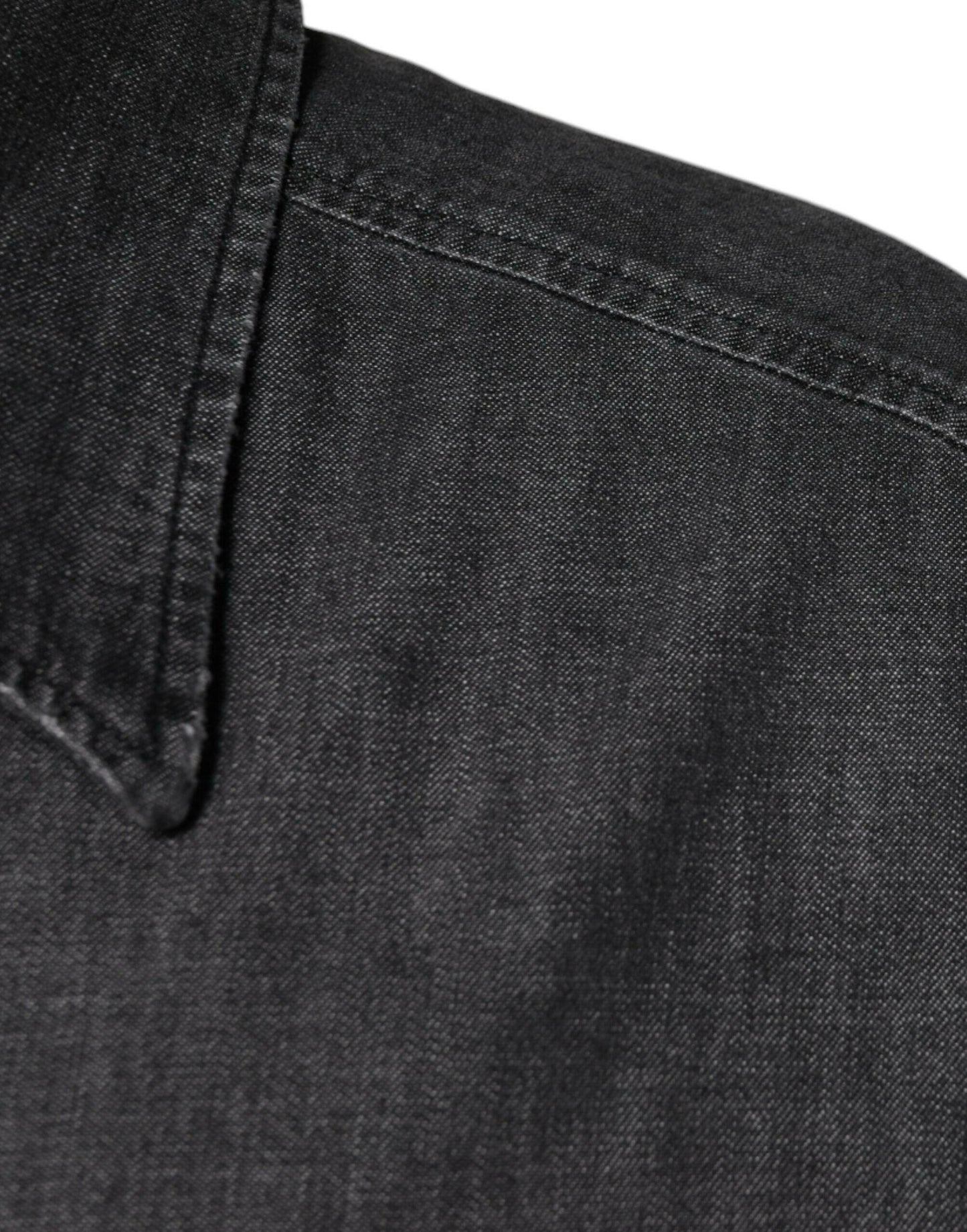 Dolce &amp; Gabbana – Schwarzes Jeanshemd aus Baumwolle mit Knopfleiste und Logo