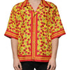 Dolce & Gabbana Yellow Cherry Button Down Silk Casual Shirt