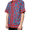 Dolce &amp; Gabbana Blaues, kirschrotes Button-Down-Freizeithemd aus Baumwolle