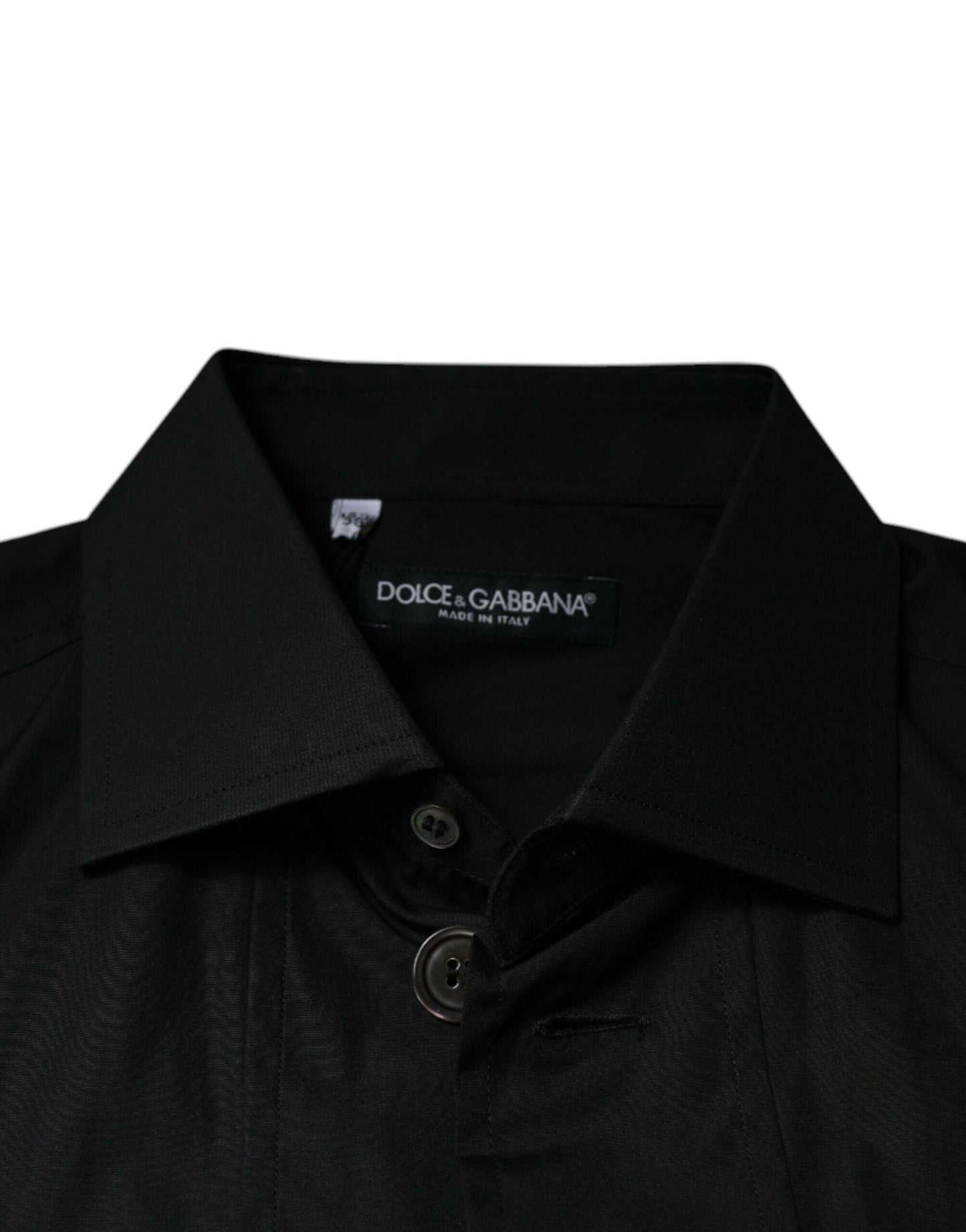 Dolce &amp; Gabbana – Schwarzes, formelles Langarmhemd aus Baumwolle
