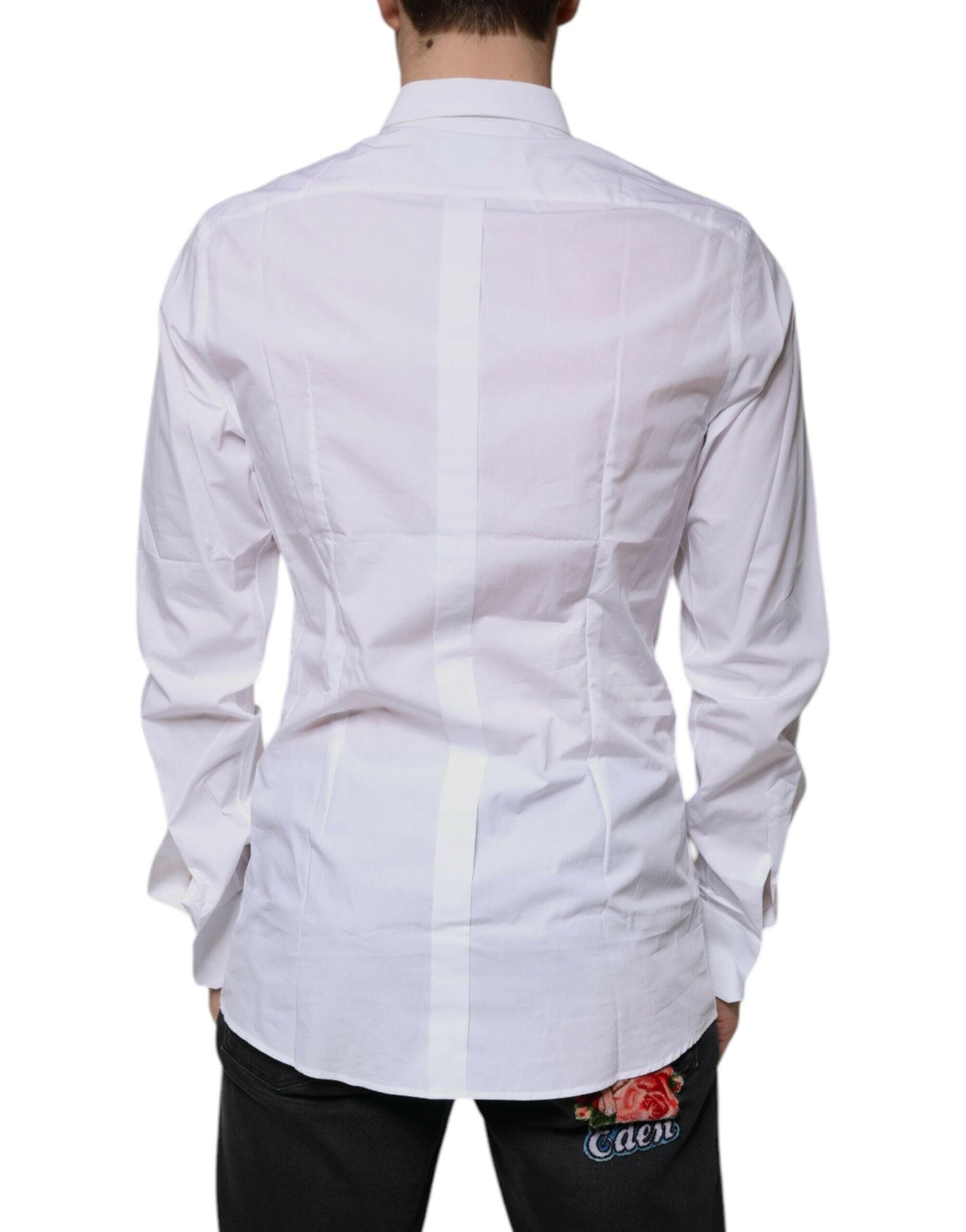 Chemise habillée en coton blanc avec logo Dolce &amp; Gabbana pour homme