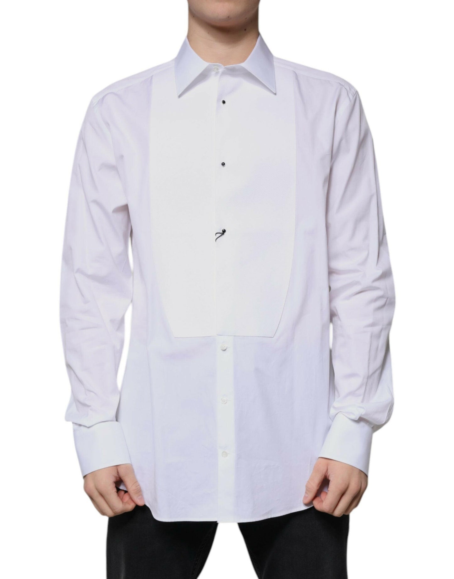 Chemise habillée en popeline de coton blanche Dolce &amp; Gabbana