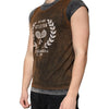 Dolce & Gabbana Brown Cotton Crew Neck Sleeveless T-shirt