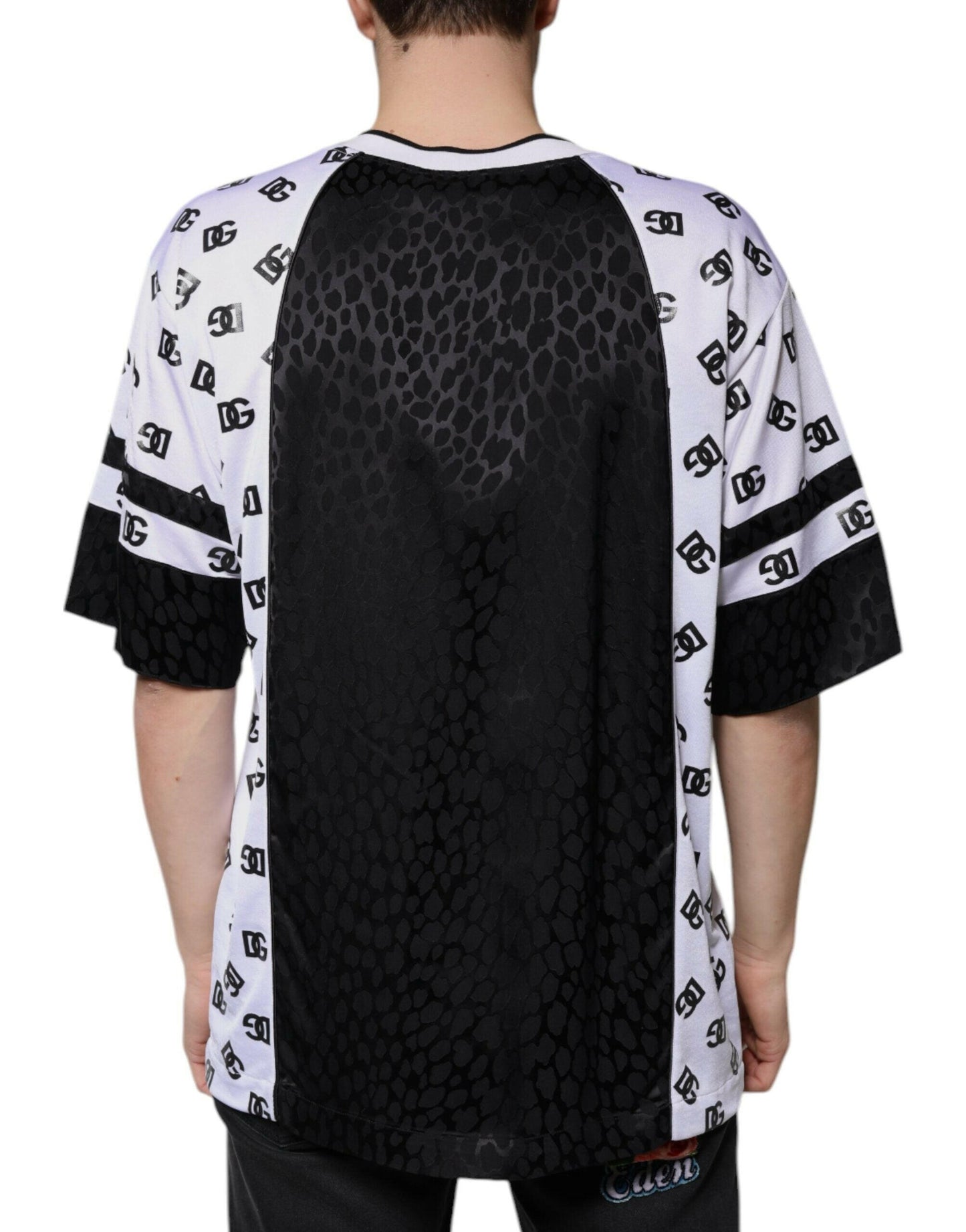 Dolce &amp; Gabbana – T-Shirt mit Logo in Schwarz und Weiß für Herren, kurze Ärmel