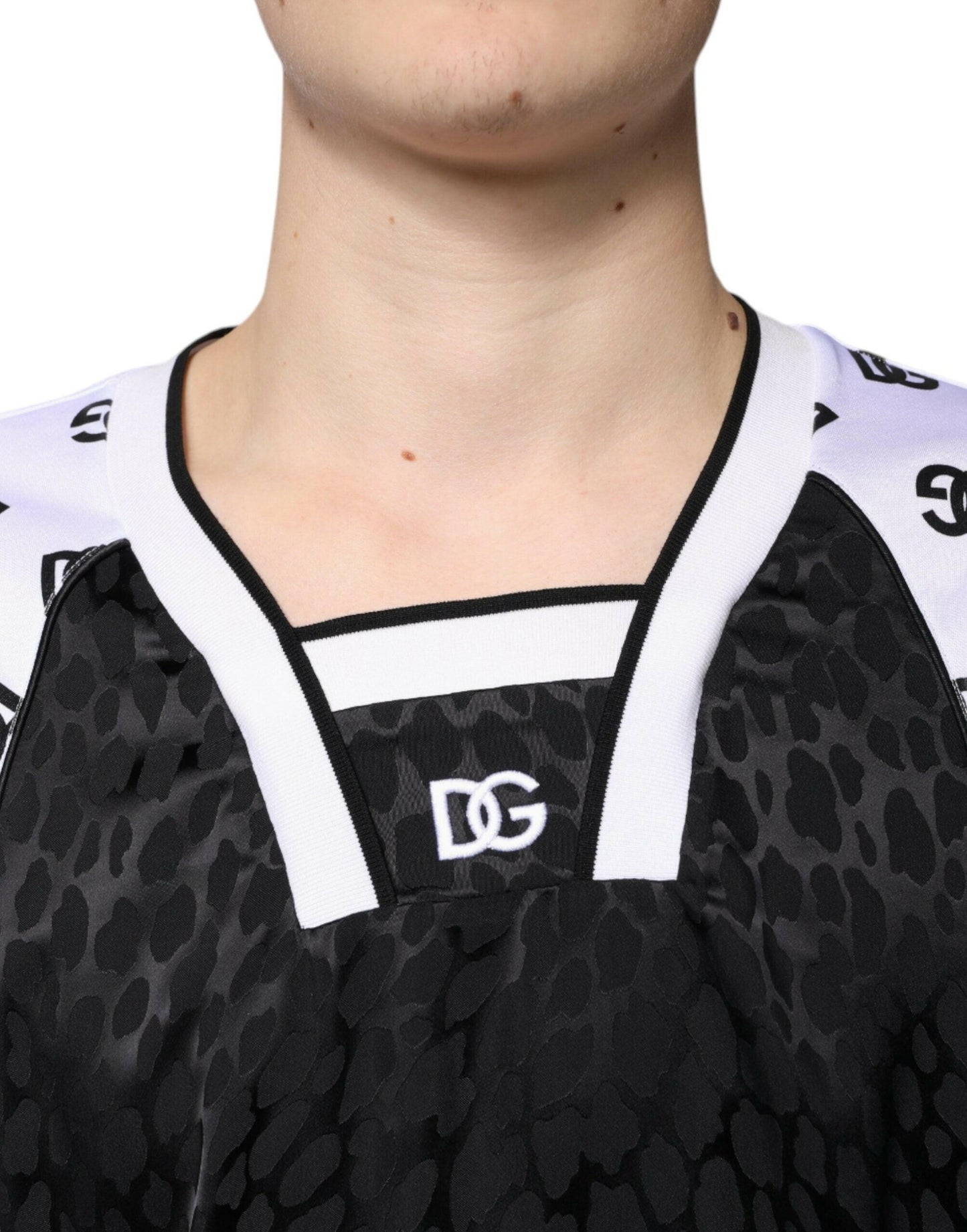 Dolce &amp; Gabbana – T-Shirt mit Logo in Schwarz und Weiß für Herren, kurze Ärmel