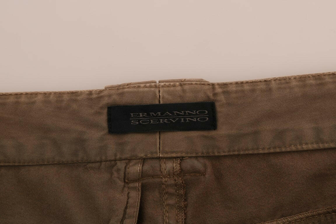Ermanno Scervino Brown Cotton Casual Slim Fit Pants