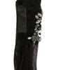Dolce & Gabbana Black Stretch Floral Clear Crystal Socks