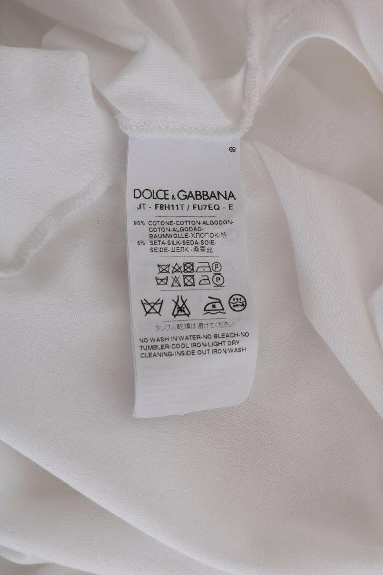 Dolce &amp; Gabbana Élégant chemisier cache-cœur blanc avec accents de cristaux