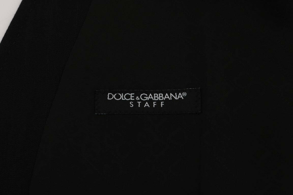 Dolce &amp; Gabbana Schwarze STAFF-Weste aus Wollstretch